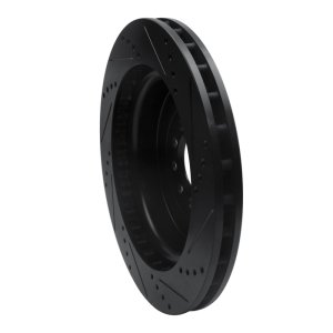 Jaguar XJR Brake Rotor (1) - Front Left - R1 Concepts - Drilled & Slotted - Black - `03-`05